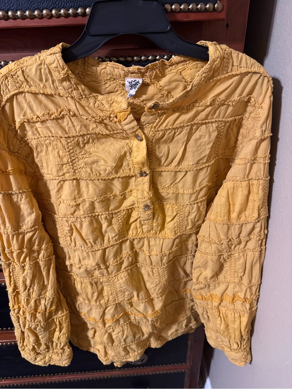 ivy jane Mustard Yellow Textured Button-Front Blouse